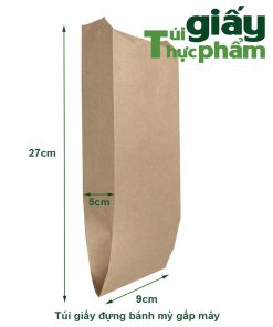 túi giấy đựng bánh mỳ đáy dẹt xếp hông